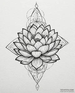 Tattoo sketch a blooming lotus flower with su... - эскиз тату (№1753082163_0, 21.07.2025 07:16) — Tatufoto.com
