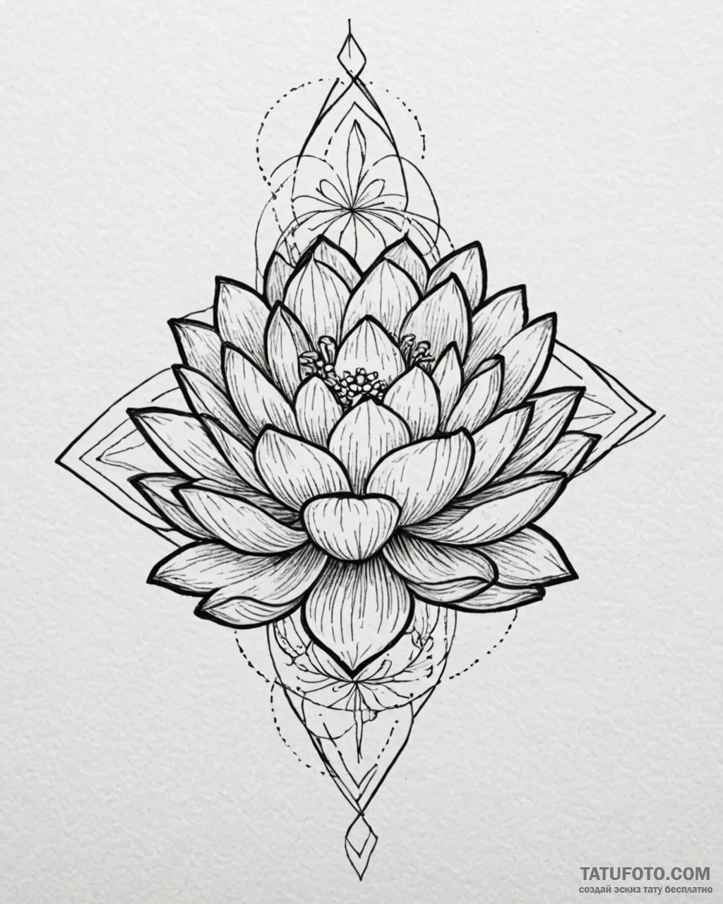 Tattoo sketch a blooming lotus flower with su... - эскиз тату (№1753082163_0, 21.07.2025 07:16) — Tatufoto.com