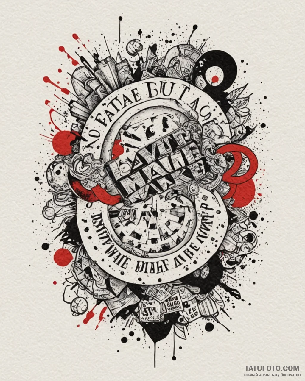 A graphic tattoo of the phrase «no fate but w… — эскиз тату (№1753082328_0, 21.07.2025 07:18) — Tatufoto.com