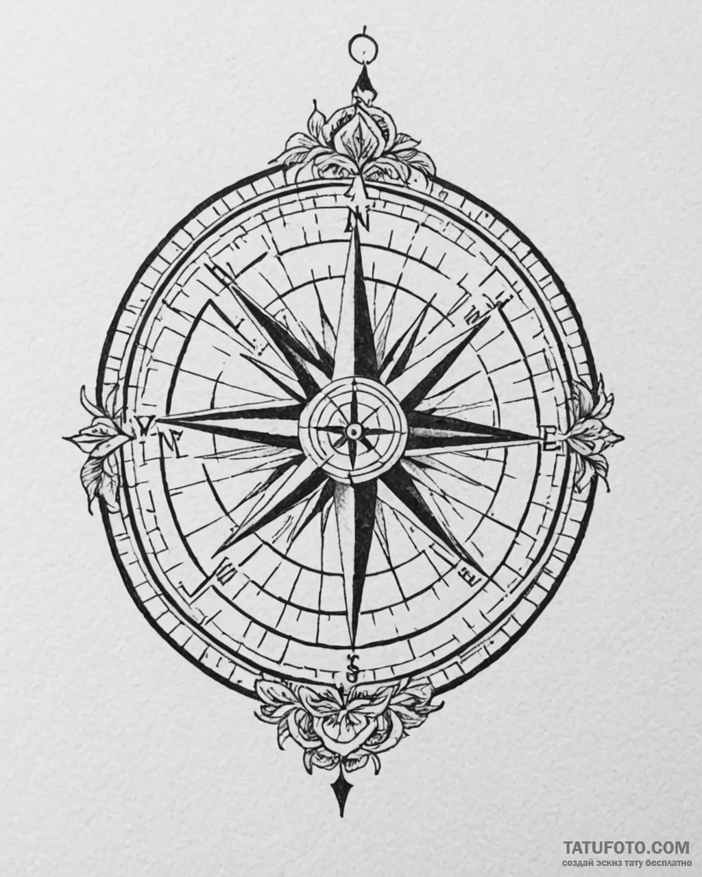 Tattoo design a compass with a personal motto... - эскиз тату (№1753082574_0, 21.07.2025 07:22) — Tatufoto.com