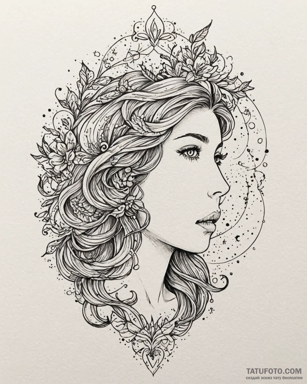 Tattoo design a virgo constellation, with sta... - эскиз тату (№1753082739_0, 21.07.2025 07:25) — Tatufoto.com