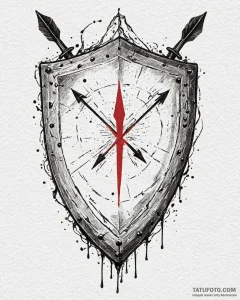 Tattoo sketch a medieval shield with a single... - эскиз тату (№1753083152_0, 21.07.2025 07:32) — Tatufoto.com