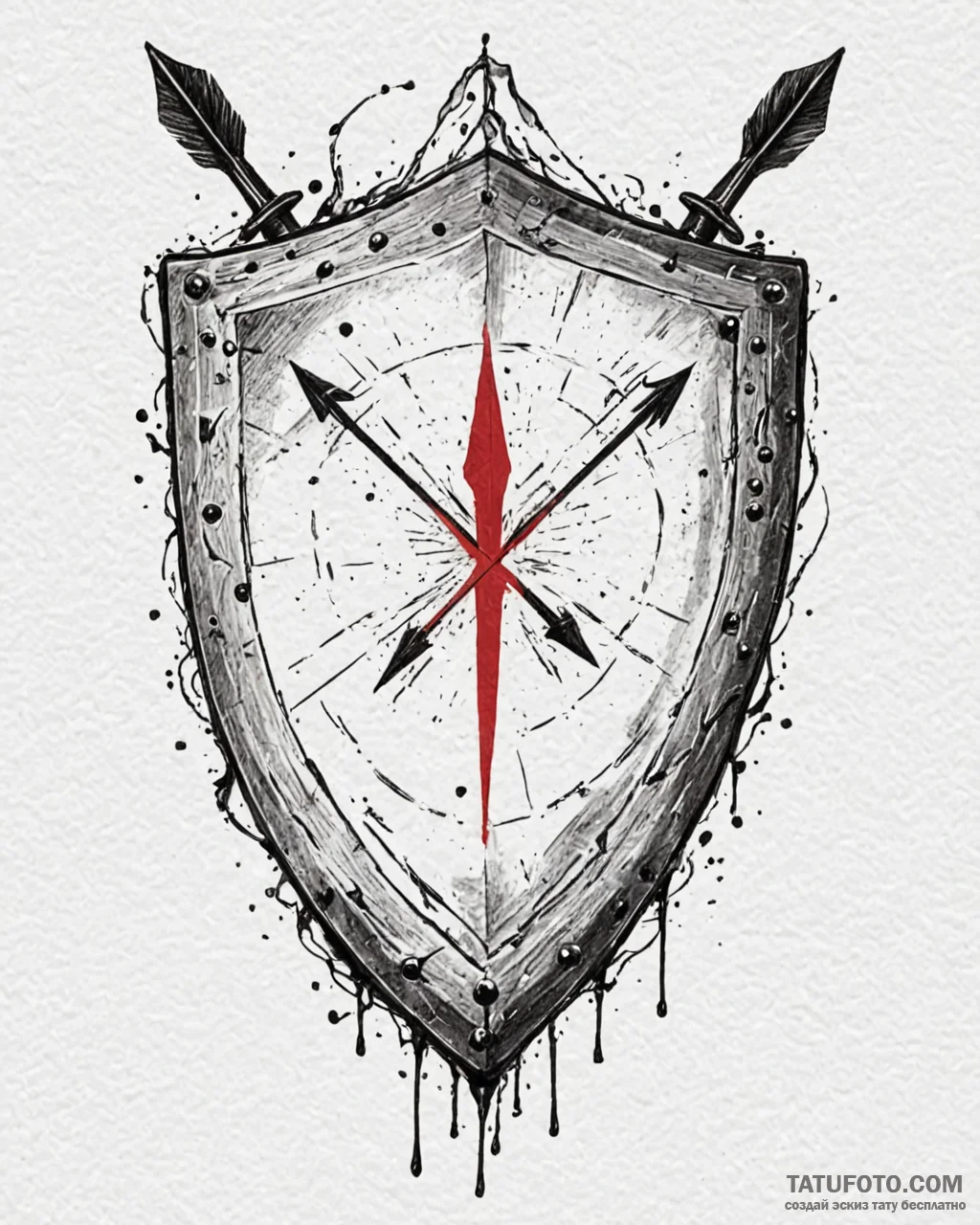 Tattoo sketch a medieval shield with a single… — эскиз тату (№1753083152_0, 21.07.2025 07:32) — Tatufoto.com