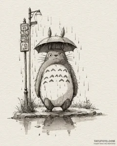 A watercolor sketch tattoo of totoro from my... - эскиз тату (№1753083480_0, 21.07.2025 07:38) — Tatufoto.com