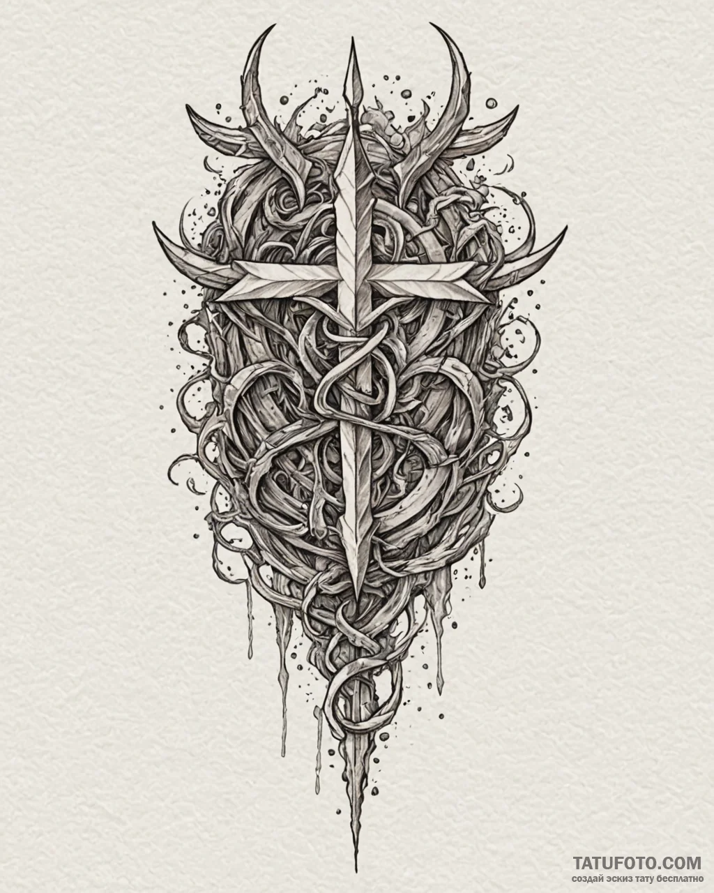 Oracle blade devouring rune, tattoo line art,... - эскиз тату (№1753084555_0, 21.07.2025 07:55) — Tatufoto.com