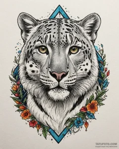 A snow leopard in the mountains (is there, bu... - эскиз тату (№1753084886_0, 21.07.2025 08:01) — Tatufoto.com