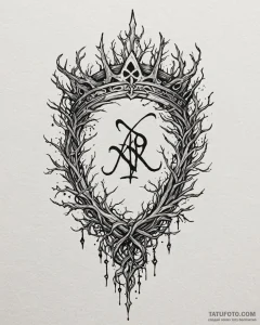 Thorn crown wrapped in glowing, runic vines,... - эскиз тату (№1753085054_0, 21.07.2025 08:04) — Tatufoto.com
