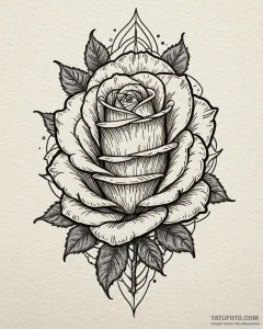 Burning rose encased in glass, tattoo flash s... - эскиз тату (№1753085303_0, 21.07.2025 08:08) — Tatufoto.com