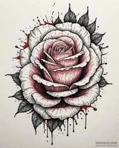 Ashen rose bleeding silver, artistic tattoo s... - эскиз тату (№1753085469_0, 21.07.2025 08:11) — Tatufoto.com