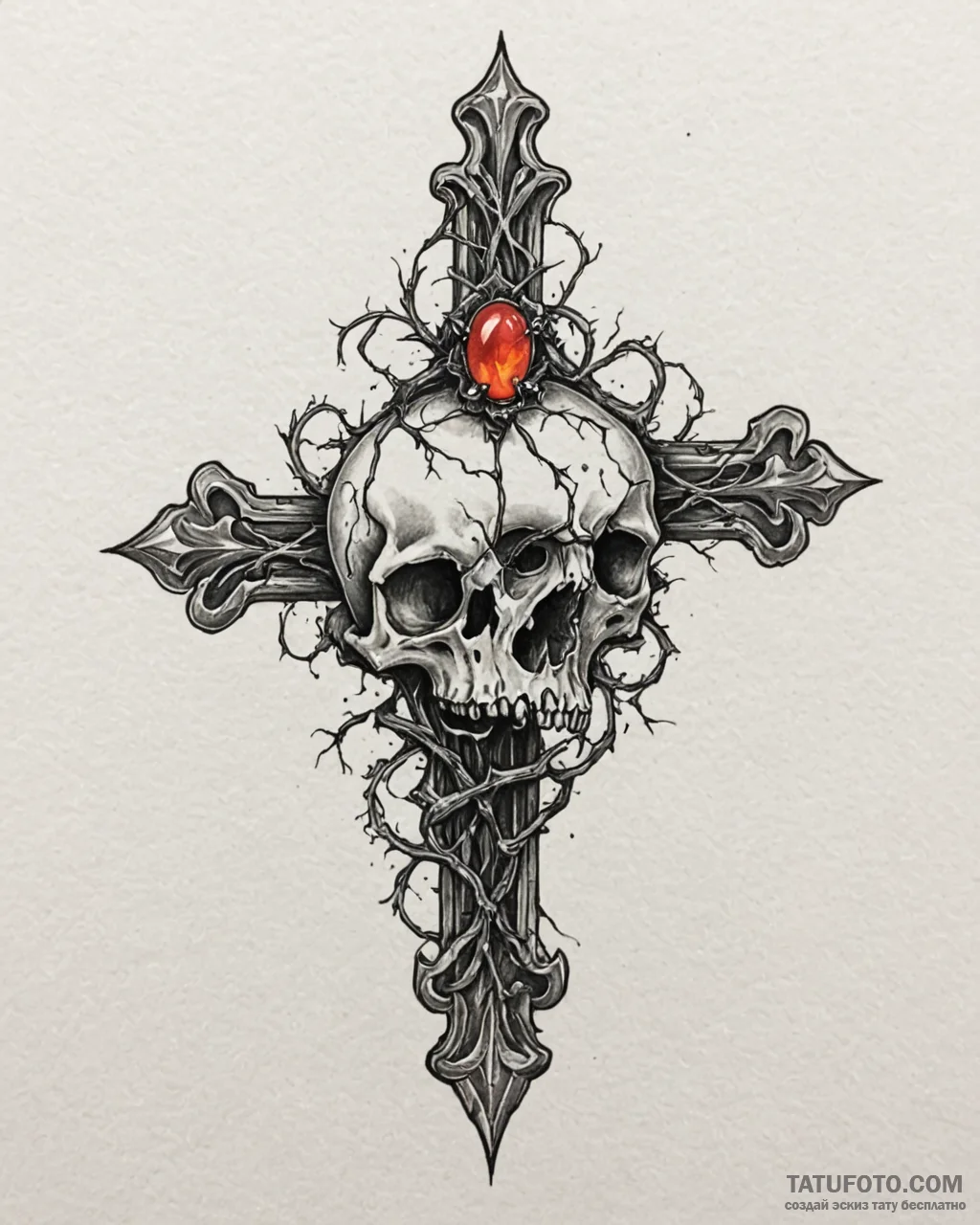 Opal gem trapped in bone claw, tattoo drawing... - эскиз тату (№1753085552_0, 21.07.2025 08:12) — Tatufoto.com