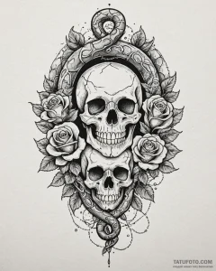 Keystone with chained serpent, artistic tatto... - эскиз тату (№1753085635_0, 21.07.2025 08:13) — Tatufoto.com