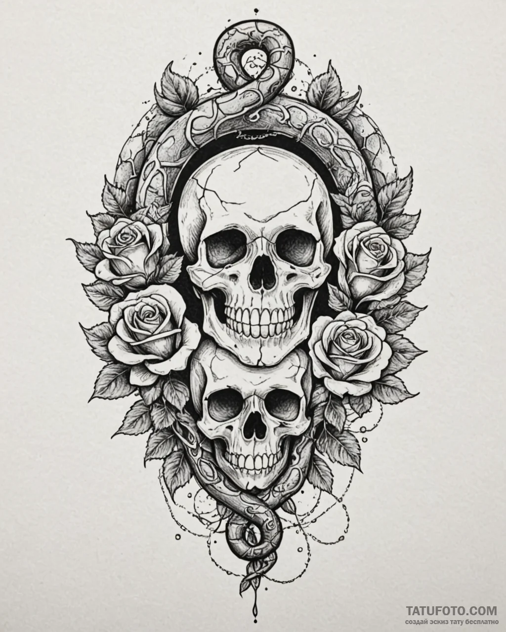 Keystone with chained serpent, artistic tatto... - эскиз тату (№1753085635_0, 21.07.2025 08:13) — Tatufoto.com