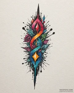 Ruby blade beneath spectral rift, tattoo flas... - эскиз тату (№1753085966_0, 21.07.2025 08:19) — Tatufoto.com