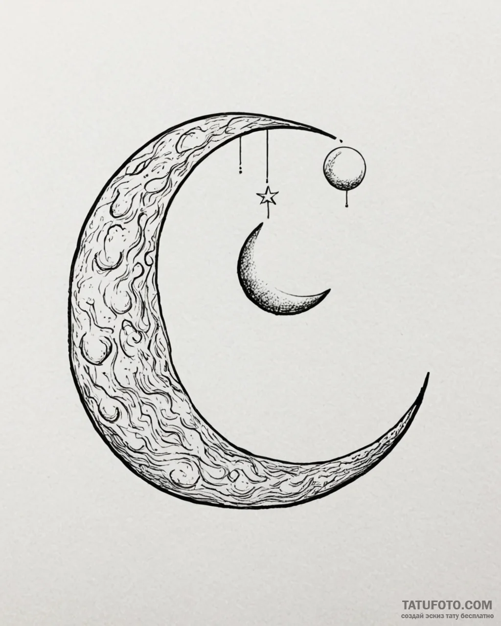 Moon — эскиз тату (№1753086713_0, 21.07.2025 08:31) — Tatufoto.com
