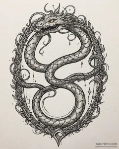 Gilded serpent around cracked mirror, concept... - эскиз тату (№1753087541_0, 21.07.2025 08:45) — Tatufoto.com