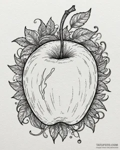 Forbidden fruit (apple) with a single, elegan... - эскиз тату (№1753088952_0, 21.07.2025 09:09) — Tatufoto.com