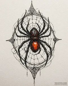 Amber spider with glowing core, tattoo line a... - эскиз тату (№1753089034_0, 21.07.2025 09:10) — Tatufoto.com