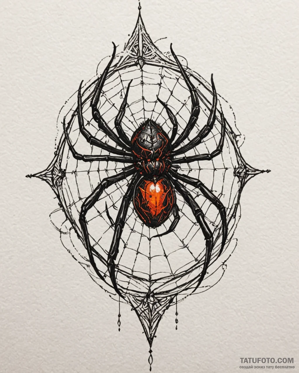 Amber spider with glowing core, tattoo line a... - эскиз тату (№1753089034_0, 21.07.2025 09:10) — Tatufoto.com