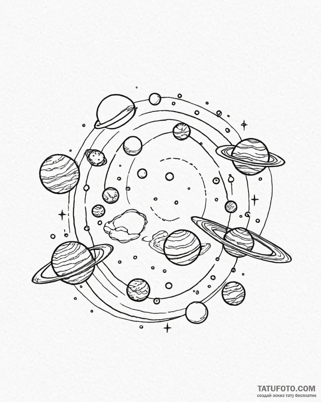 Planets - эскиз тату (№1753089283_0, 21.07.2025 09:14) — Tatufoto.com