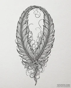 Feather, tattoo drawing outline, ornamental t... - эскиз тату (№1753089365_0, 21.07.2025 09:16) — Tatufoto.com