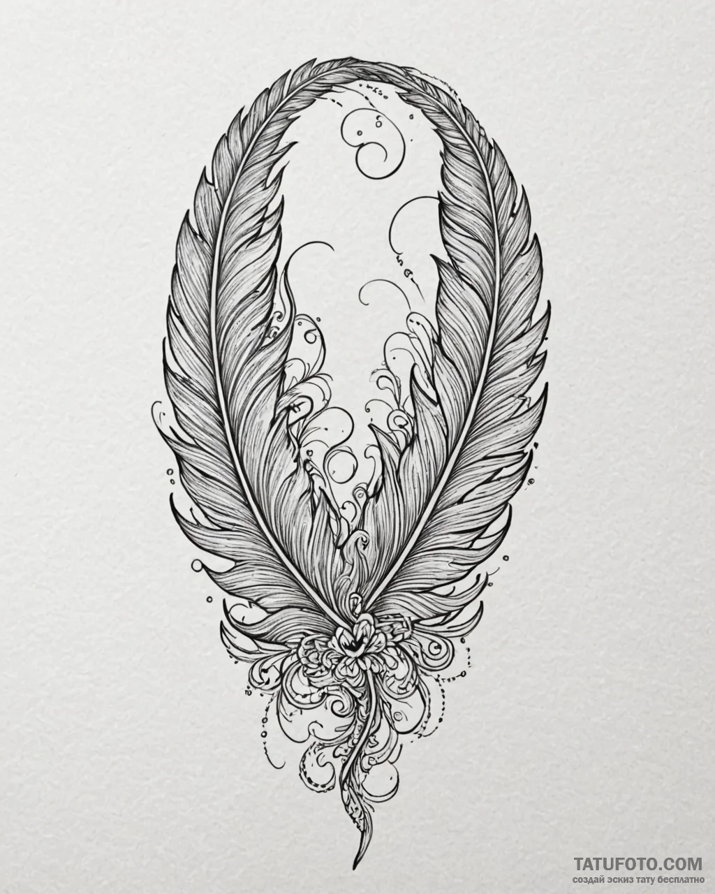 Feather, tattoo drawing outline, ornamental t... - эскиз тату (№1753089365_0, 21.07.2025 09:16) — Tatufoto.com