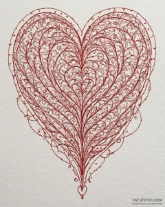 Embroidered heart with a needle and golden th... - эскиз тату (№1753089447_0, 21.07.2025 09:17) — Tatufoto.com