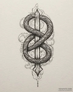 Burning serpent forming rune, tattoo drawing... - эскиз тату (№1753089531_0, 21.07.2025 09:18) — Tatufoto.com