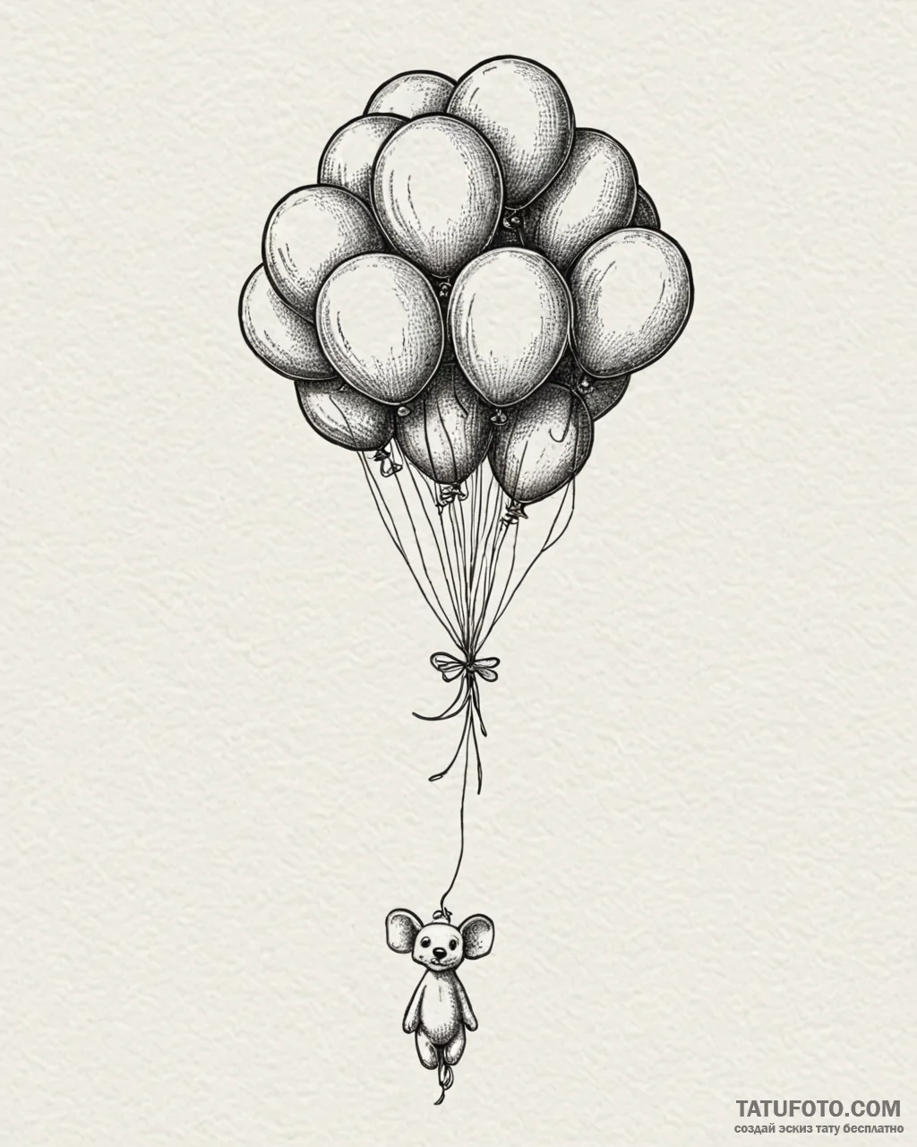 A whimsical balloon animal, party,, ink illus... - эскиз тату (№1753089944_0, 21.07.2025 09:25) — Tatufoto.com