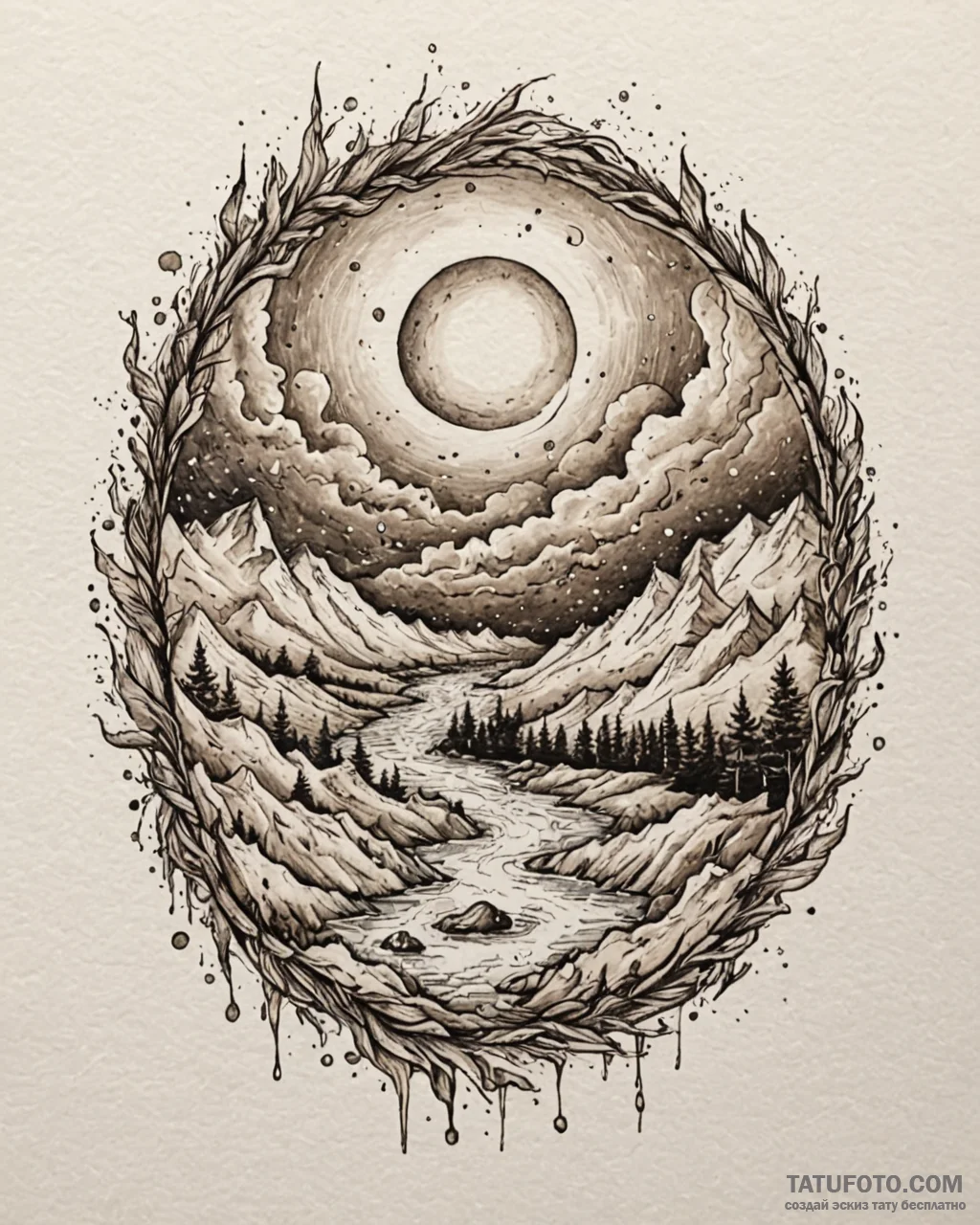 Hollow relic beneath spectral storm, artistic... - эскиз тату (№1753090194_0, 21.07.2025 09:29) — Tatufoto.com