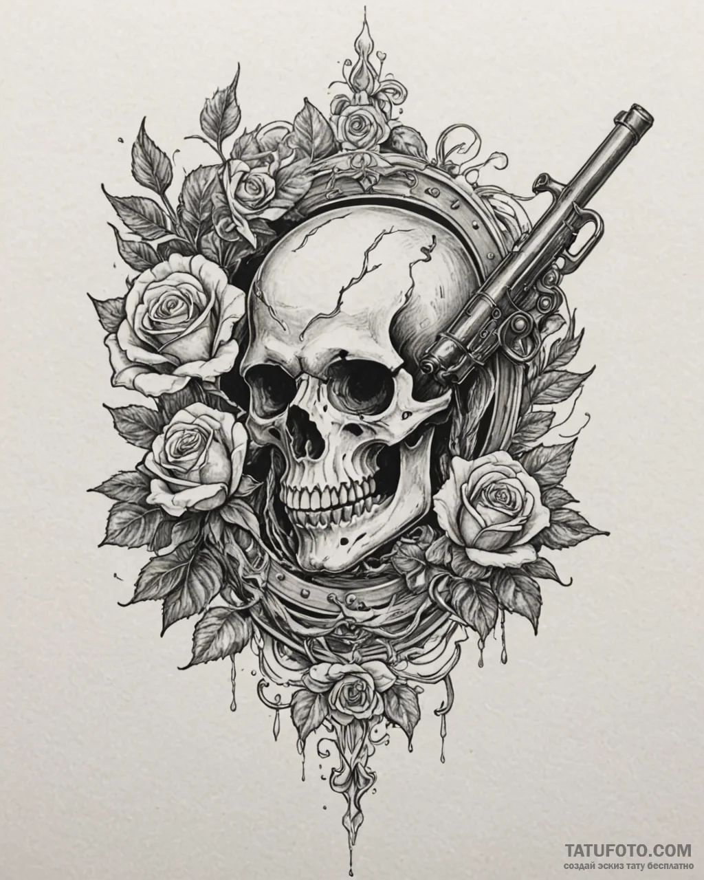 Bloodborne hunter’s blunderbuss, smoking with… — эскиз тату (№1753090359_0, 21.07.2025 09:32) — Tatufoto.com