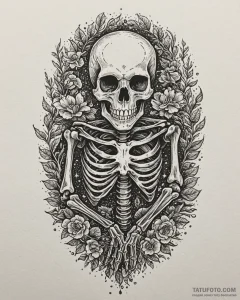 Skeleton, tattoo line art, moderately detaile... - эскиз тату (№1753090442_0, 21.07.2025 09:34) — Tatufoto.com