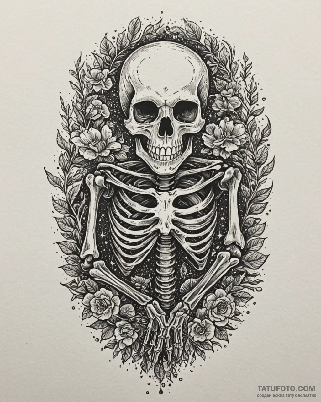 Skeleton, tattoo line art, moderately detaile… — эскиз тату (№1753090442_0, 21.07.2025 09:34) — Tatufoto.com
