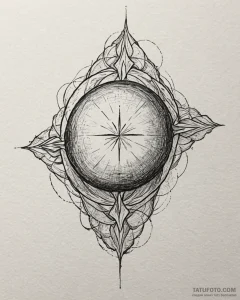 Orb glowing with spectral light, tattoo line... - эскиз тату (№1753090857_0, 21.07.2025 09:40) — Tatufoto.com