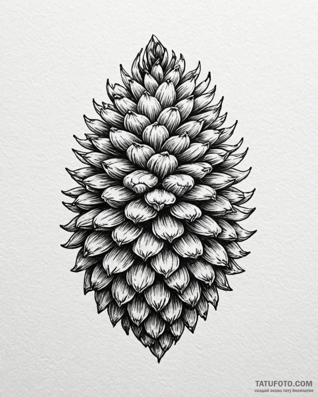 Pine cone with each scale perfectly detailed,... - эскиз тату (№1753091188_0, 21.07.2025 09:46) — Tatufoto.com
