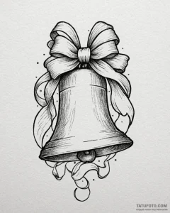 A classic bell with a ribbon, celebration,, t... - эскиз тату (№1753091437_0, 21.07.2025 09:50) — Tatufoto.com