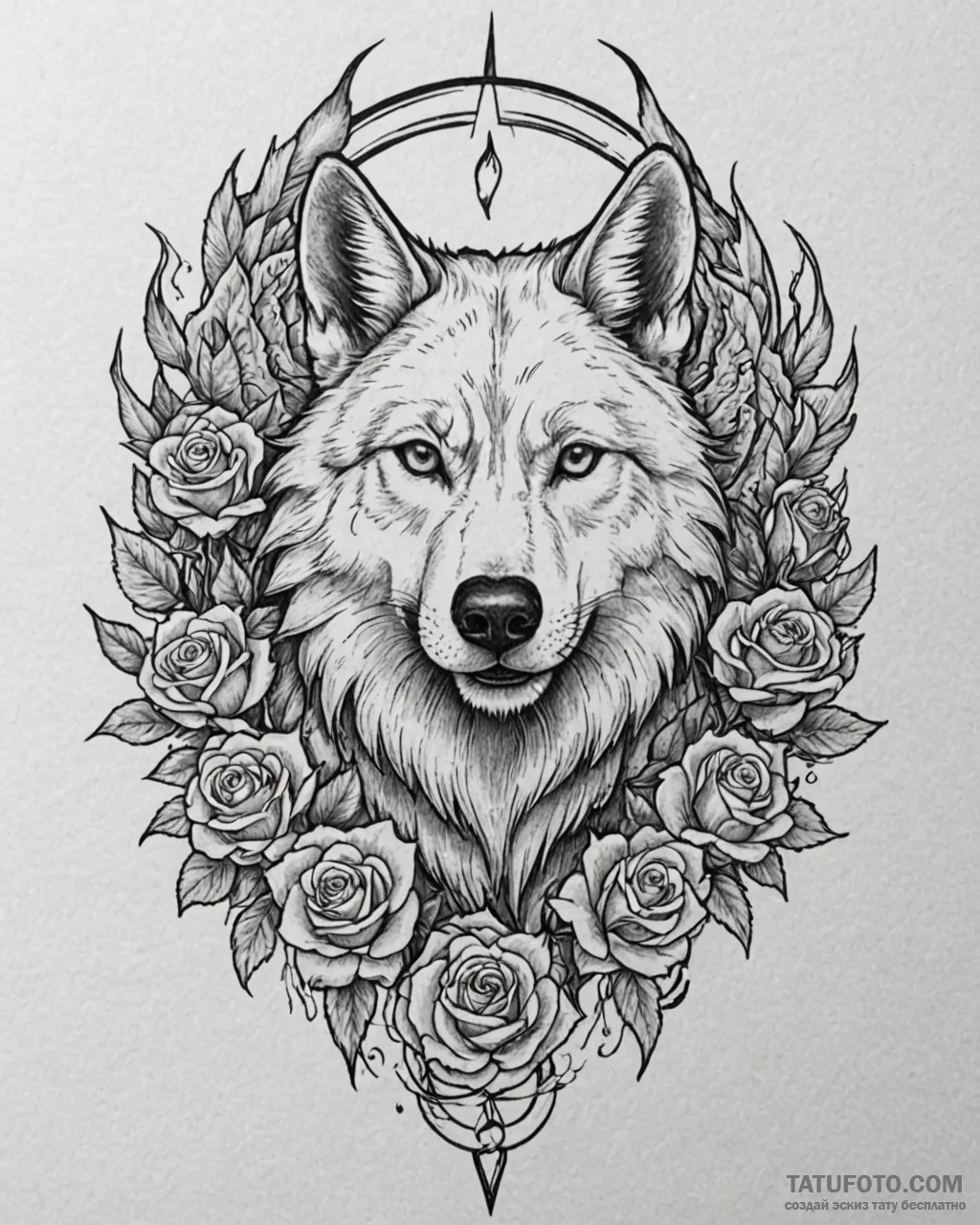 Angel wolf with flames beneath paws, tattoo l… — эскиз тату (№1753092267_0, 21.07.2025 10:04) — Tatufoto.com