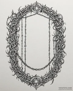 Apocalyptic gate with burning chains, tattoo... - эскиз тату (№1753092516_0, 21.07.2025 10:08) — Tatufoto.com