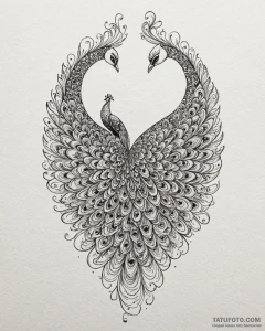 Peacock tail devouring stars, ink illustratio... - эскиз тату (№1753092599_0, 21.07.2025 10:09) — Tatufoto.com