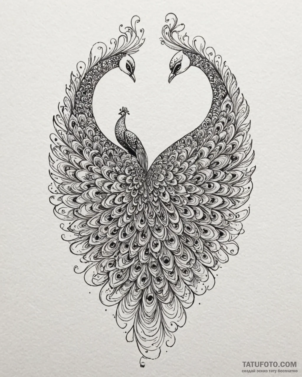 Peacock tail devouring stars, ink illustratio... - эскиз тату (№1753092599_0, 21.07.2025 10:09) — Tatufoto.com