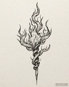 Flaming roots entwining blade, artistic tatto... - эскиз тату (№1753092682_0, 21.07.2025 10:11) — Tatufoto.com