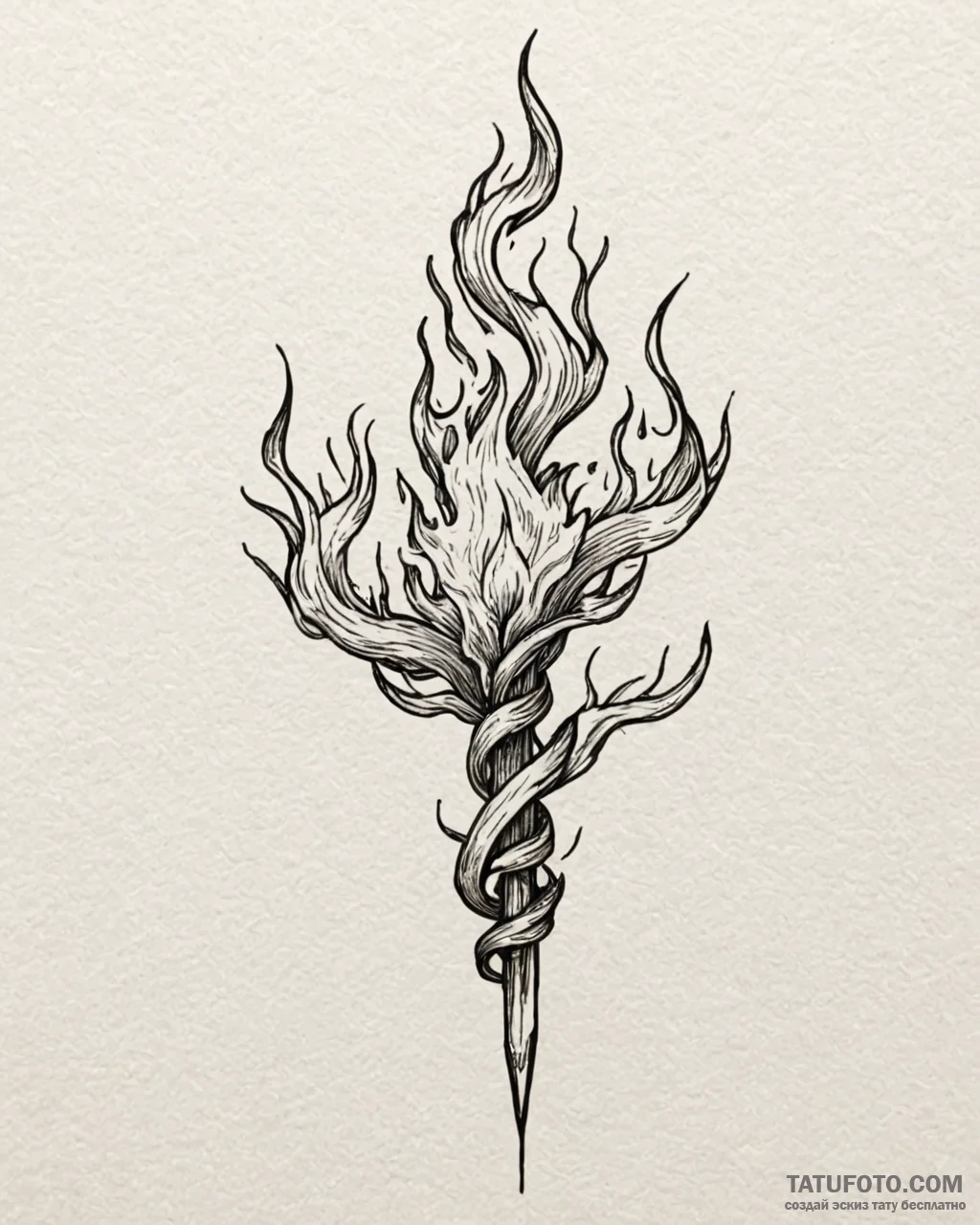 Flaming roots entwining blade, artistic tatto... - эскиз тату (№1753092682_0, 21.07.2025 10:11) — Tatufoto.com