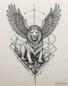 Griffin with the body of a lion and the head... - эскиз тату (№1753093180_0, 21.07.2025 10:19) — Tatufoto.com
