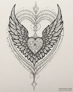 A detailed broken heart with wings, freedom f... - эскиз тату (№1753093346_0, 21.07.2025 10:22) — Tatufoto.com