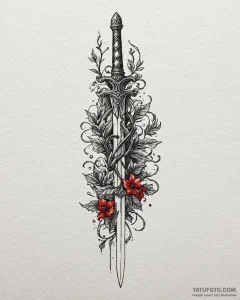 Dagger entwined with ivy, tattoo sketch desig... - эскиз тату (№1753093512_0, 21.07.2025 10:25) — Tatufoto.com