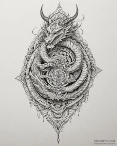 Kimono dragon winding around fan, tattoo sket... - эскиз тату (№1753093596_0, 21.07.2025 10:26) — Tatufoto.com