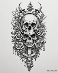 Coral dagger encrusted with pearls, tattoo fl... - эскиз тату (№1753093679_0, 21.07.2025 10:27) — Tatufoto.com
