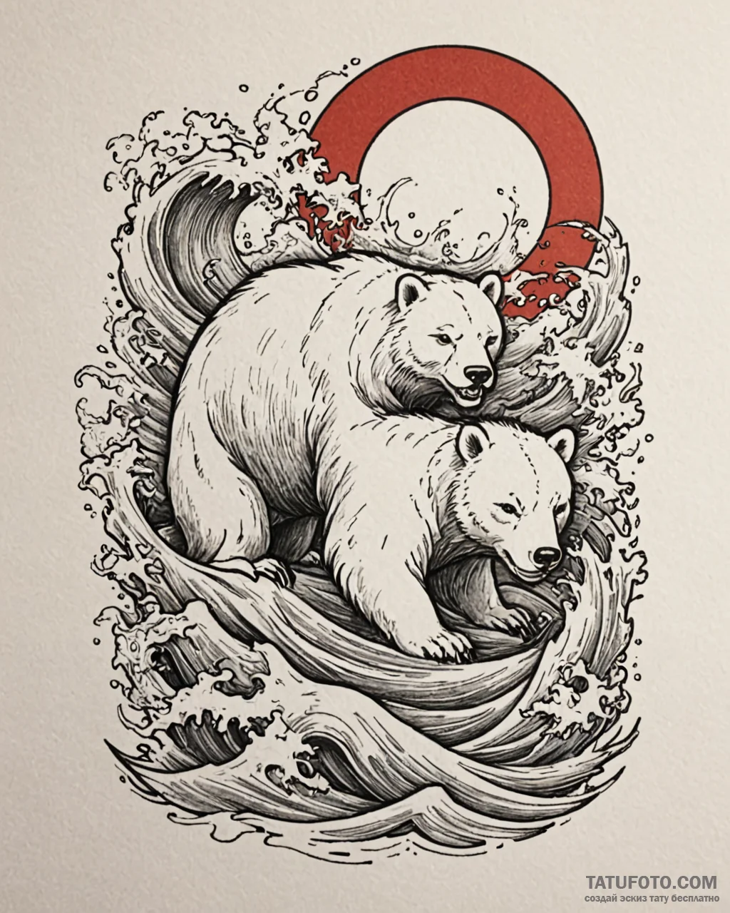 Polar bear standing on the last piece of ice,... - эскиз тату (№1753094423_0, 21.07.2025 10:40) — Tatufoto.com