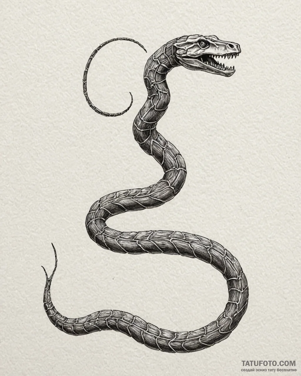 X-ray serpent weaving through bone, artistic… — эскиз тату (№1753095004_0, 21.07.2025 10:50) — Tatufoto.com