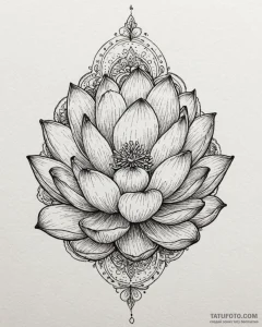 Quartz lotus blooming in frost, tattoo drawin... - эскиз тату (№1753095252_0, 21.07.2025 10:54) — Tatufoto.com