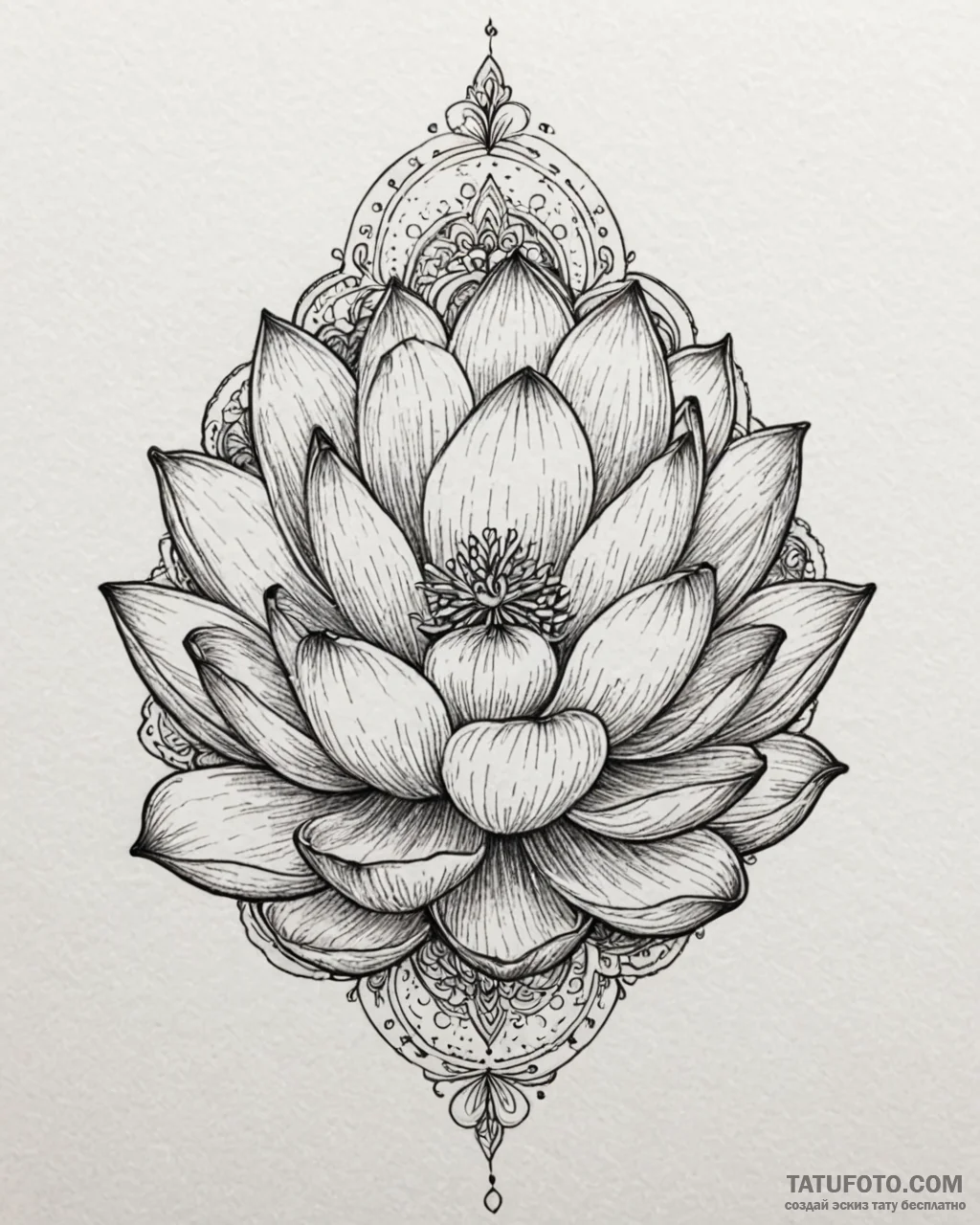 Quartz lotus blooming in frost, tattoo drawin... - эскиз тату (№1753095252_0, 21.07.2025 10:54) — Tatufoto.com